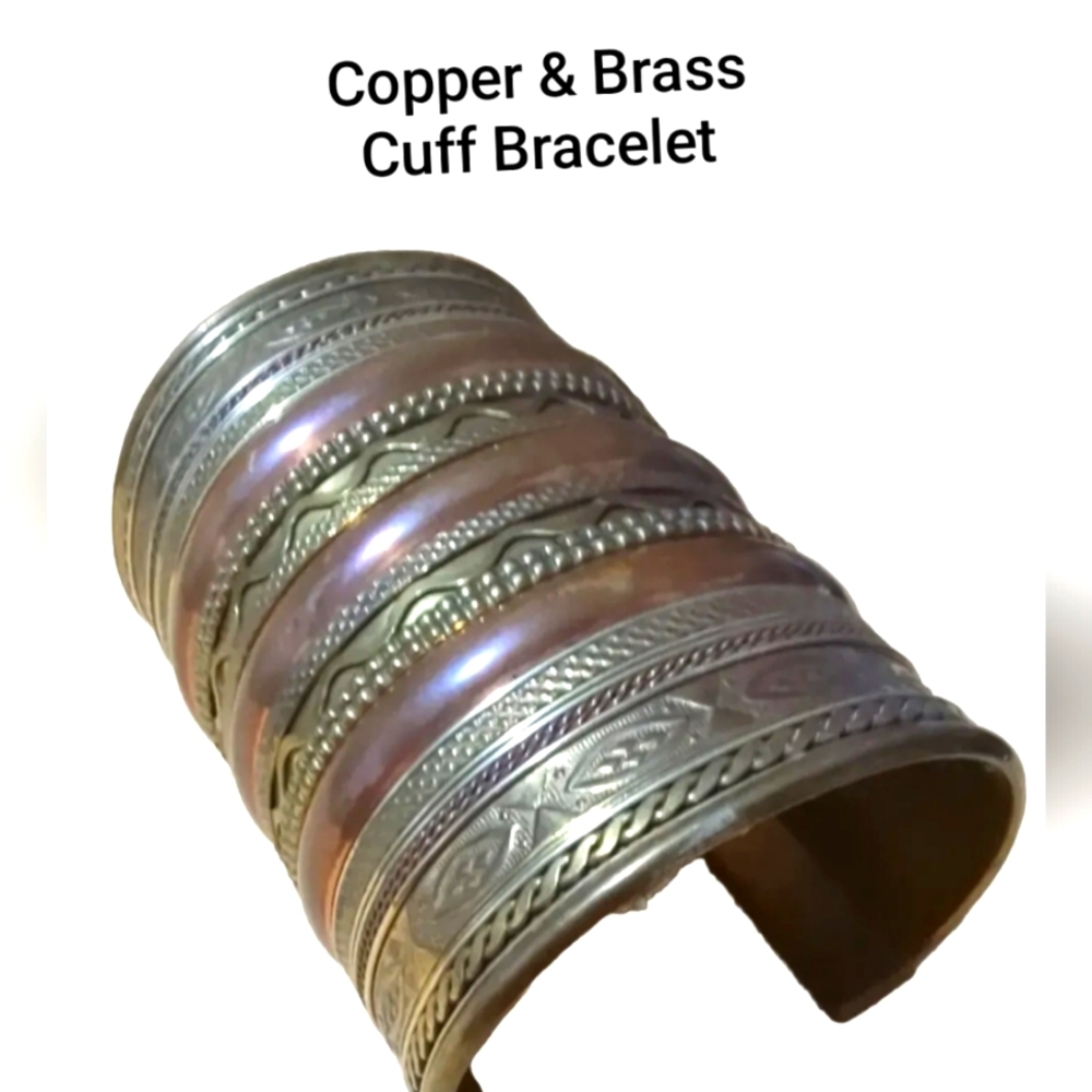 Vintage Bracelet Tri Tone Copper & Brass Braided Made In India 3.5 Inches